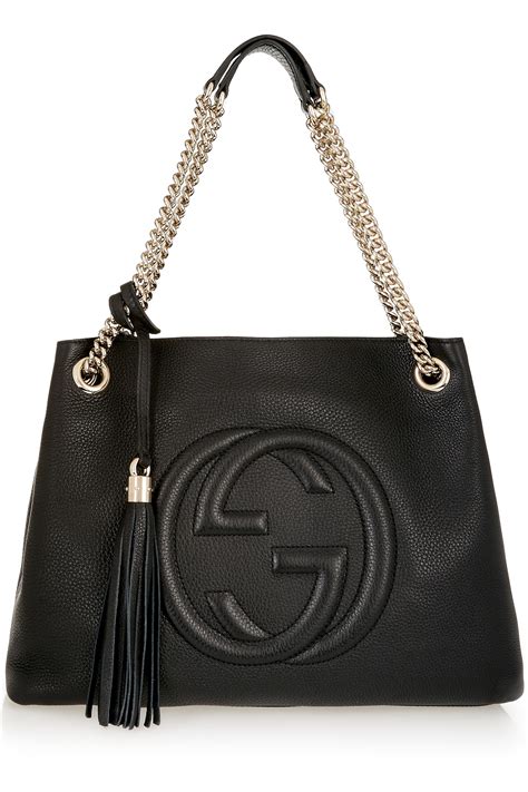 gucci soho medium leather shoulder bag black|Gucci soho diamond bag.